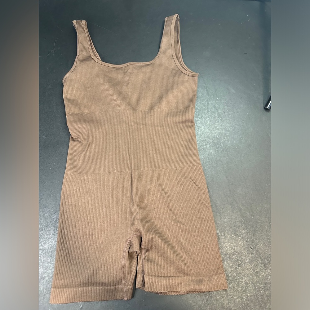 Ribbed tank/shorts bodysuit